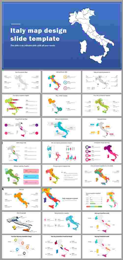 Italy map design slide template